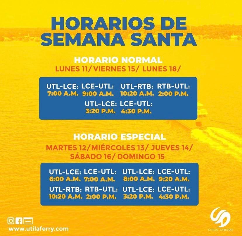 Utila Dream Ferry Schedule Easter Week