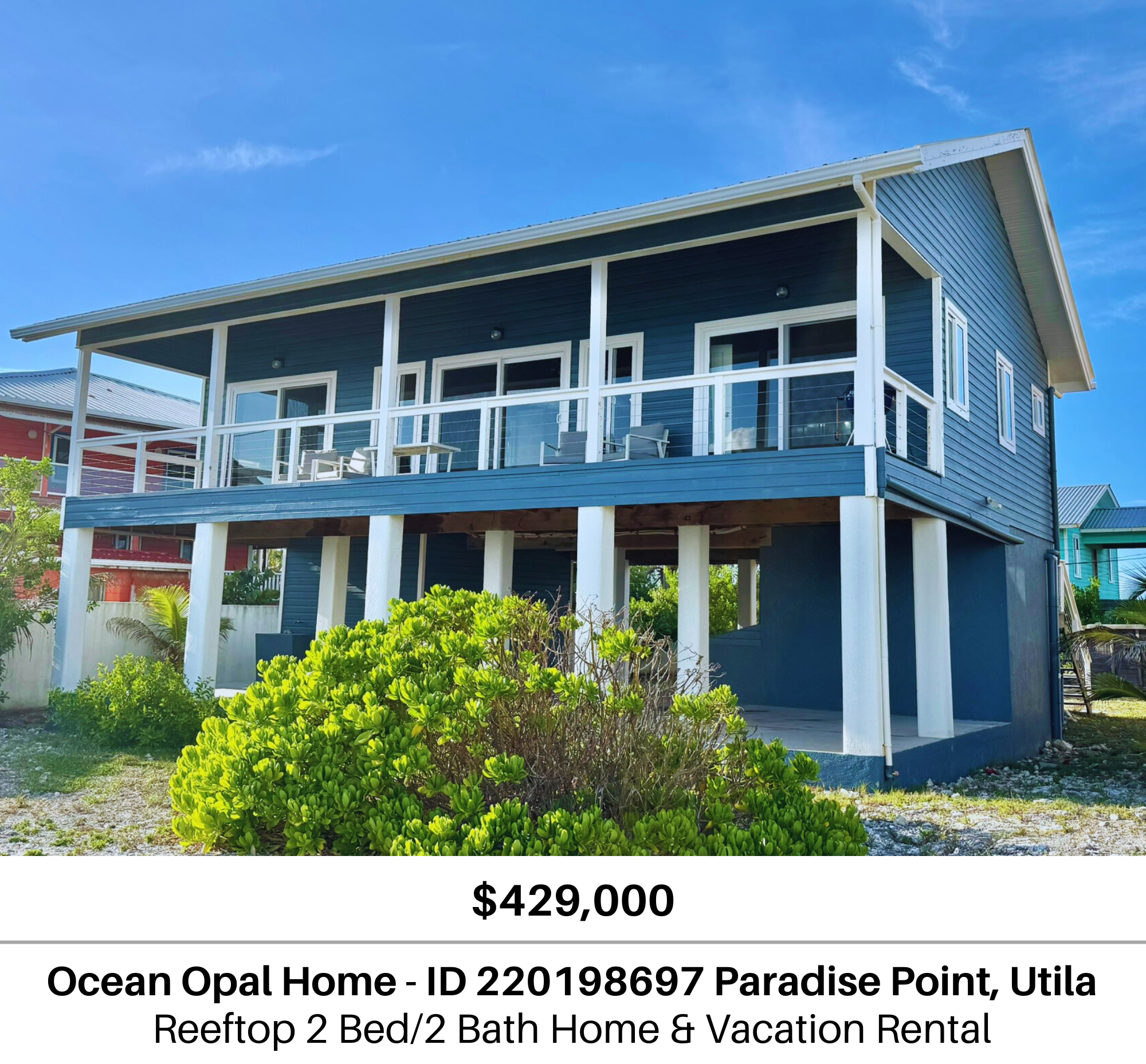 The Ocean Opal Home Beachfront Property for sale in Utila Honduras