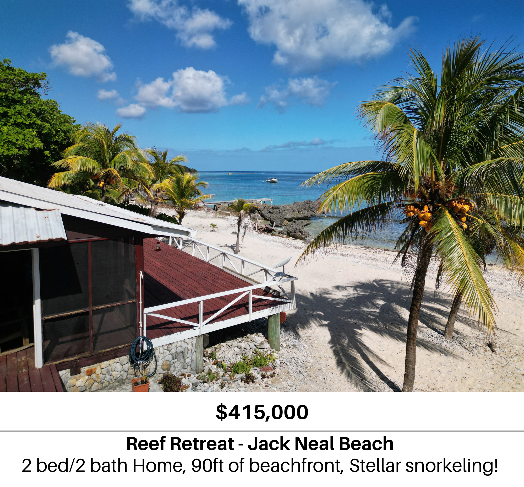 Reef Retreat Beachfront Home in Utila HondurasMLS 26-167 Right on the Reef
